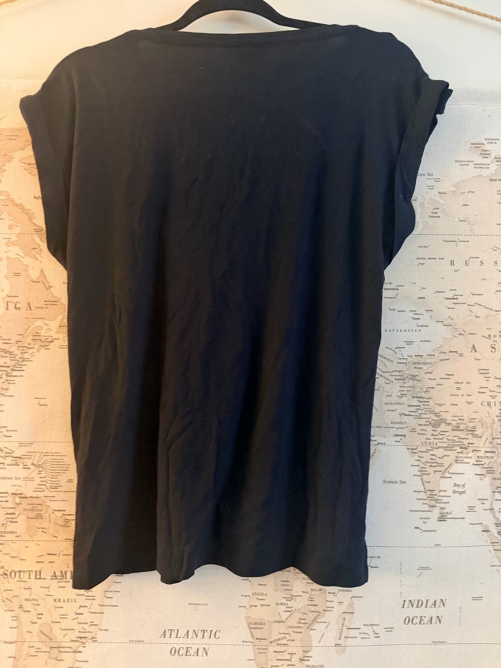 Saint + Sofia Woman's Black Short Sleeve Tee with Gold Lightning Motif - Picture 4 of 10